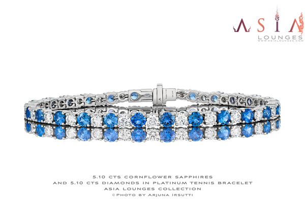 Sapphire and Diamonds In Platinum Engagement Bracelet