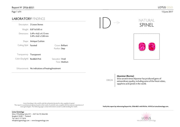 Burmese, Man Sin Neon Pink Spinel Pair 0.87 / 0.83 cts - Asia Lounges