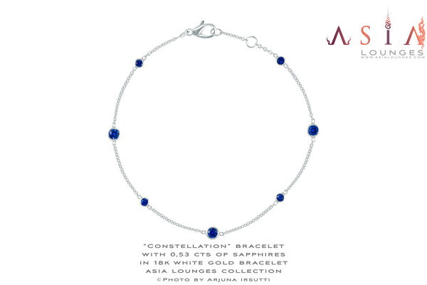 "Constellation" Bracelet in 18k White Gold and Blue Sapphire - Asia Lounges