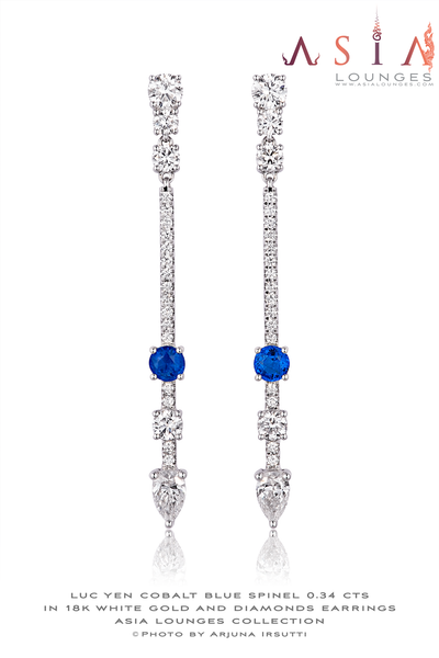Luc Yen Cobalt Blue Spinel Pair 0.34 cts in 18k White Gold and Diamond - Asia Lounges