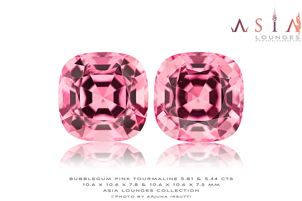 Delicious 11.26 cts Pair of Bubble Gum Pink Tourmalines - Asia Lounges