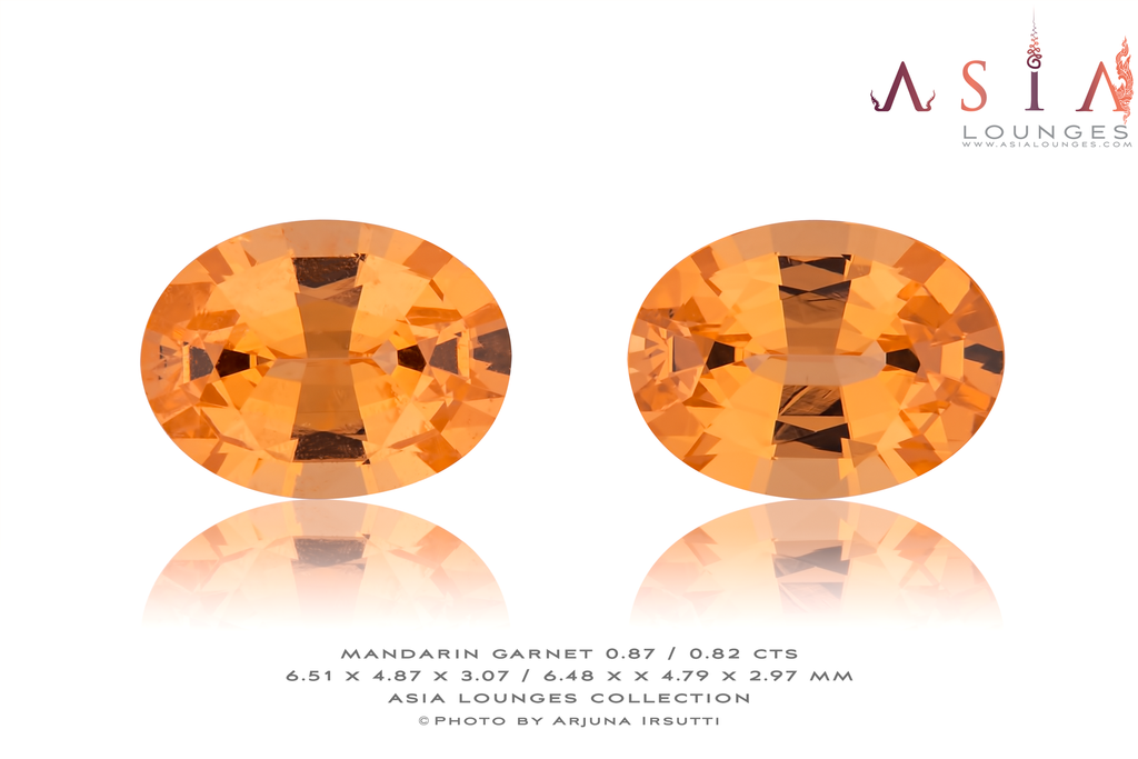 Nigerian Mandarin Garnet Pair 0.87 / 0.82 cts - Asia Lounges