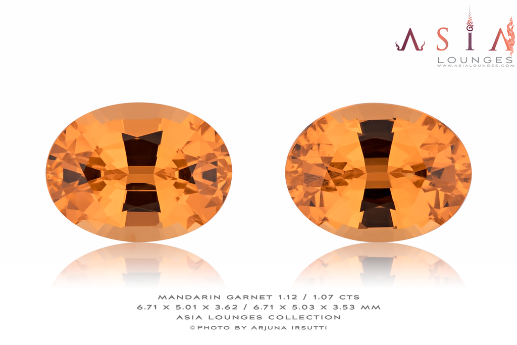 Nigerian Mandarin Garnet Pair 1.12 / 1.07 cts - Asia Lounges