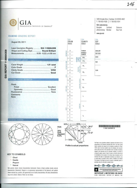 Diamond F-VVS2 GIA Certified 1.01 cts - Asia Lounges