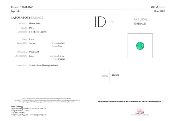 Fine Ethiopian Untreated Emerald 0.90 cts - Asia Lounges