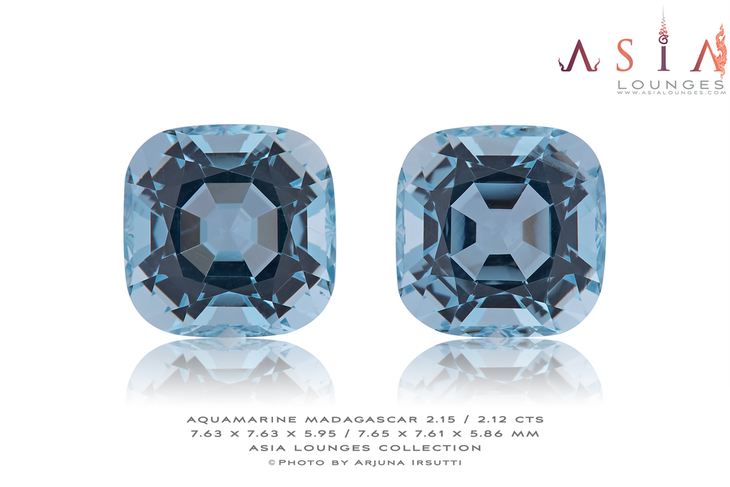 A Lovely Pair of Aquamarine From Madagascar 2.15 / 2.12 cts - Asia Lounges
