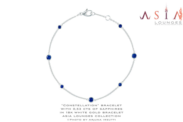 "Constellation" Bracelet in 18k White Gold and Blue Sapphire - Asia Lounges