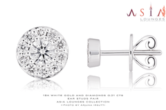 18k White Gold and 0.21 cts Diamonds Ear Studs