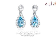 Classic Aquamarine 1.32 / 1.30 cts in 18k White Gold and Diamonds Earrings