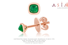 Lovely Untreated Swat Valley Emeralds 0.26cts in 18K Pink Gold Studs