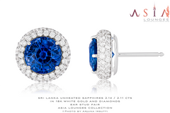 Delicious Pair of Ceylonese Natural, Unheated, Cornflower Blue Sapphires in 18k White Gold and Diamonds