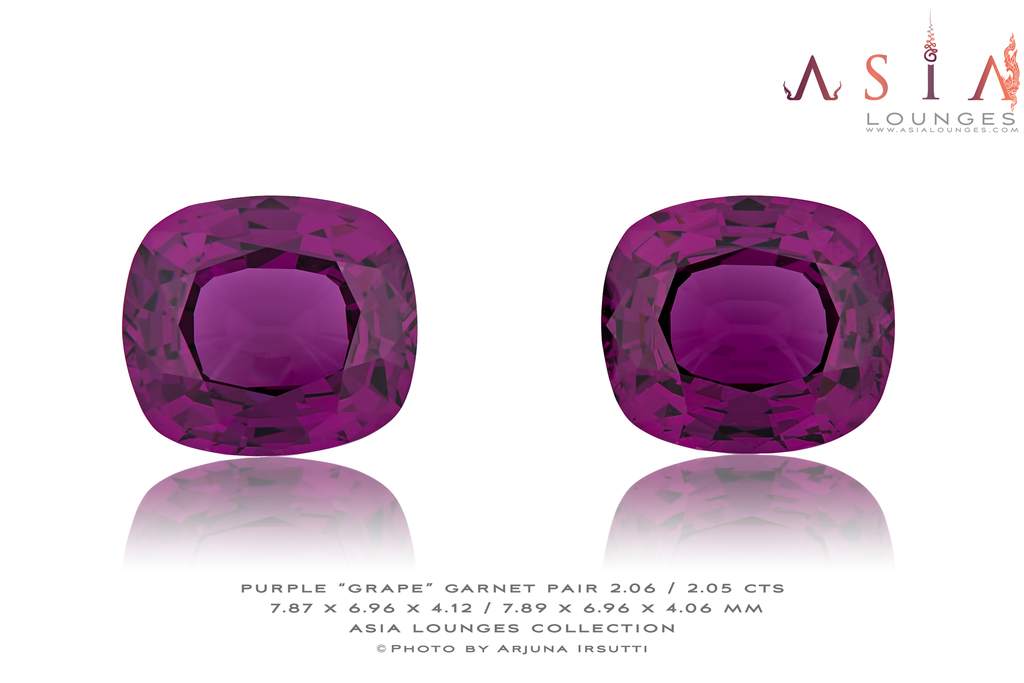 Mozambique, Purple "Grape" Garnet Pair 2.06 / 2.05 cts - Asia Lounges