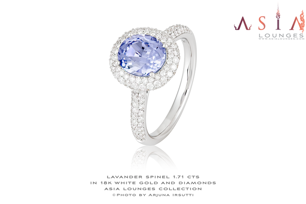 Lovely Vietnamese Lavender Spinel in 18k White Gold and Diamond Ring - Asia Lounges