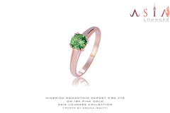 18k pink gold ring with 0.86 cts Nigerian Demantoïd Garnet
