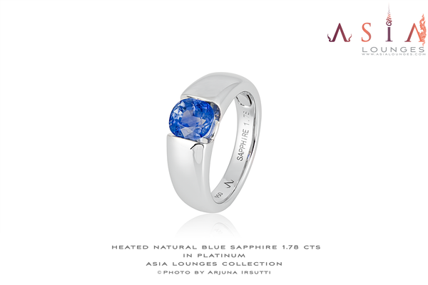 Our Sweet "Vasilok" Platinum Ring with 1.78 cts Natural Heat Treated Sri Lanka Sapphire - Asia Lounges