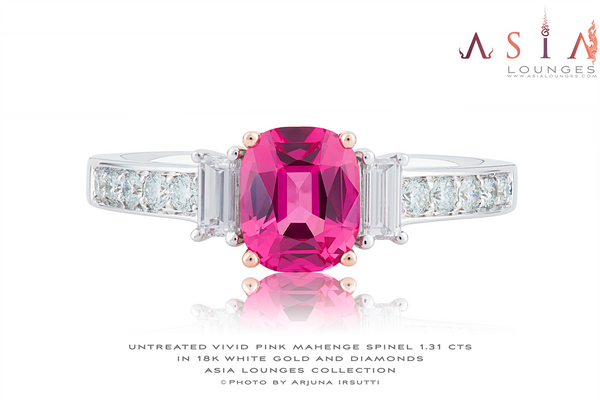 Stunning 1.31 cts Vivid Pink Mahenge Spinel in 18k White Gold and Diamonds Ring - Asia Lounges