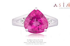 Stunning Rubelite Tourmaline 6.1 cts in 18k White Gold Ring