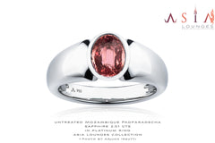 Mozambican Untreated 2.01 cts Padparadscha Sapphire in Platinum ring for him