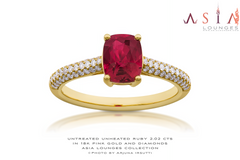 AsiaLounges Classic 2.02 cts Ruby in 18k Yellow Gold and Diamonds