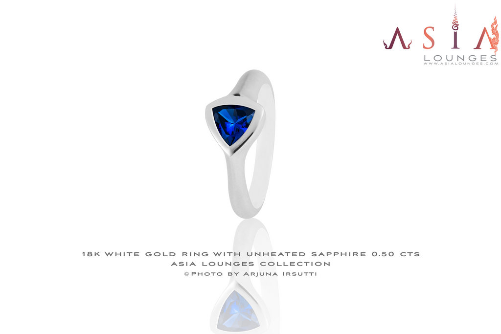 18K White Gold Ring with unheated Madagascar Sapphire - Asia Lounges