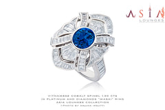 Stunning and wild 1.50 cts Vietnamese Cobalt Spinel in "Masai" platinum and diamonds ring