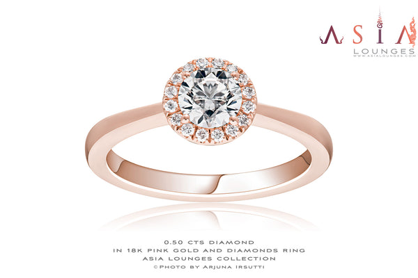 Re-Fashioned Diamond and 18k Pink Gold Engagement Ring - Asia Lounges
