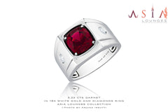 5.33 cts Red Garnet and Diamonds in 18kts Gold Male Signet Ring