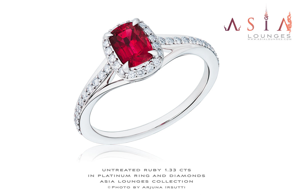 Delicious 1.33 Mozambique Ruby in Platinum and Diamonds - Asia Lounges