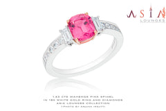 Delicious 1.63 cts Hot Pink Spinel in 18k White Gold and Diamonds Ring