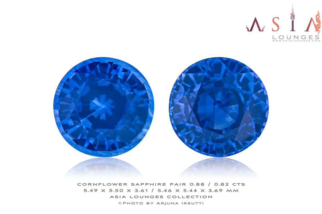 Pair of Heated Cornflower Blue Sapphires 0.88 / 0.82 cts - Asia Lounges
