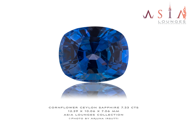 Heated Cornflower Blue Ceylon Sapphire 7.33 cts - Asia Lounges