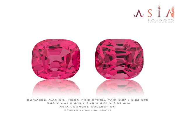 Burmese, Man Sin Neon Pink Spinel Pair 0.87 / 0.83 cts - Asia Lounges