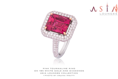 3.9 cts Pink Tourmaline on 18k White Gold and Diamonds