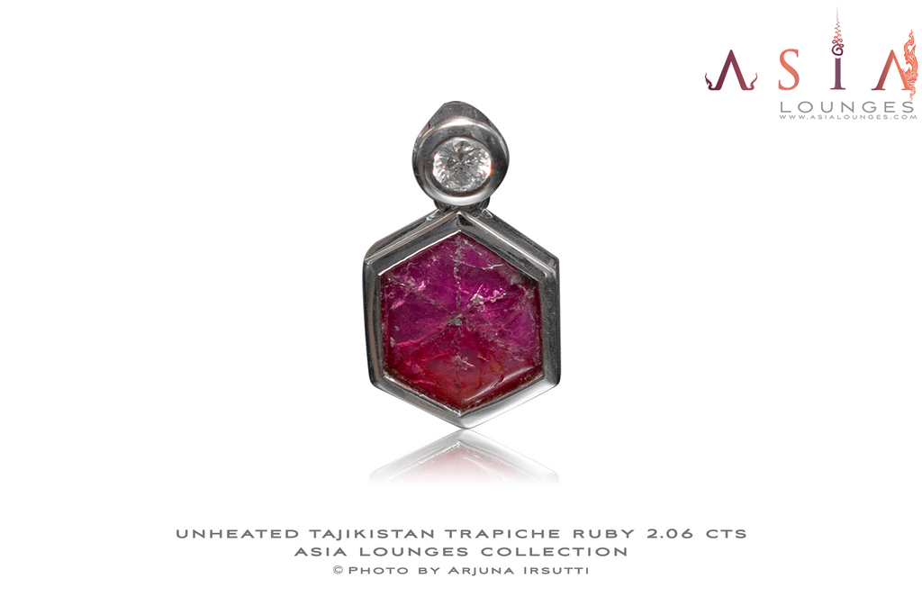 Tajik Trapiche Ruby mounted in 18k white gold and Diamond - Asia Lounges