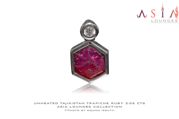Tajik Trapiche Ruby mounted in 18k white gold and Diamond - Asia Lounges