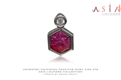 Tajik Trapiche Ruby mounted in 18k white gold and Diamond