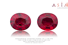 Splendid Vivid Red "Pigeon's Blood" Natural Untreated Mozambique Ruby Pair 1.51 / 1.20 cts
