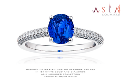Natural Untreated Ceylon Blue Sapphire 1.96 cts in 18k White Gold and Diamonds ring